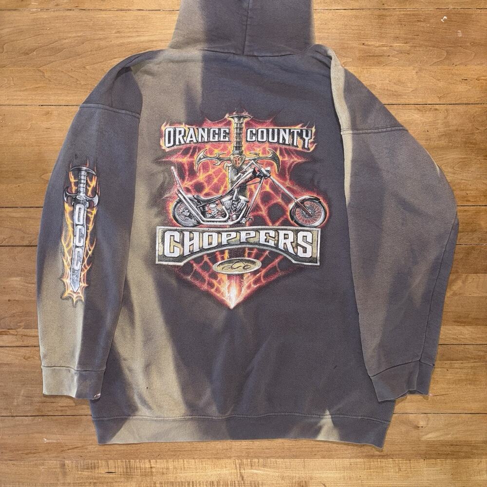Vintage Orange Country Choppers Motorcycles pullover hoodie Sun dyed Distressed